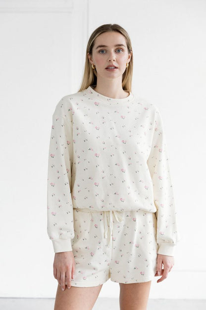 Floral Elastic Crewneck