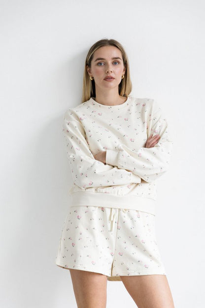 Floral Elastic Crewneck