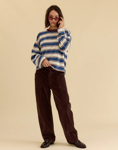 Villa Drawstring Barrel Pant in Chocolate Cord