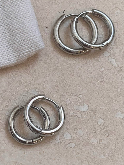 10mm Silver Plated Rounded Hoop Earrings