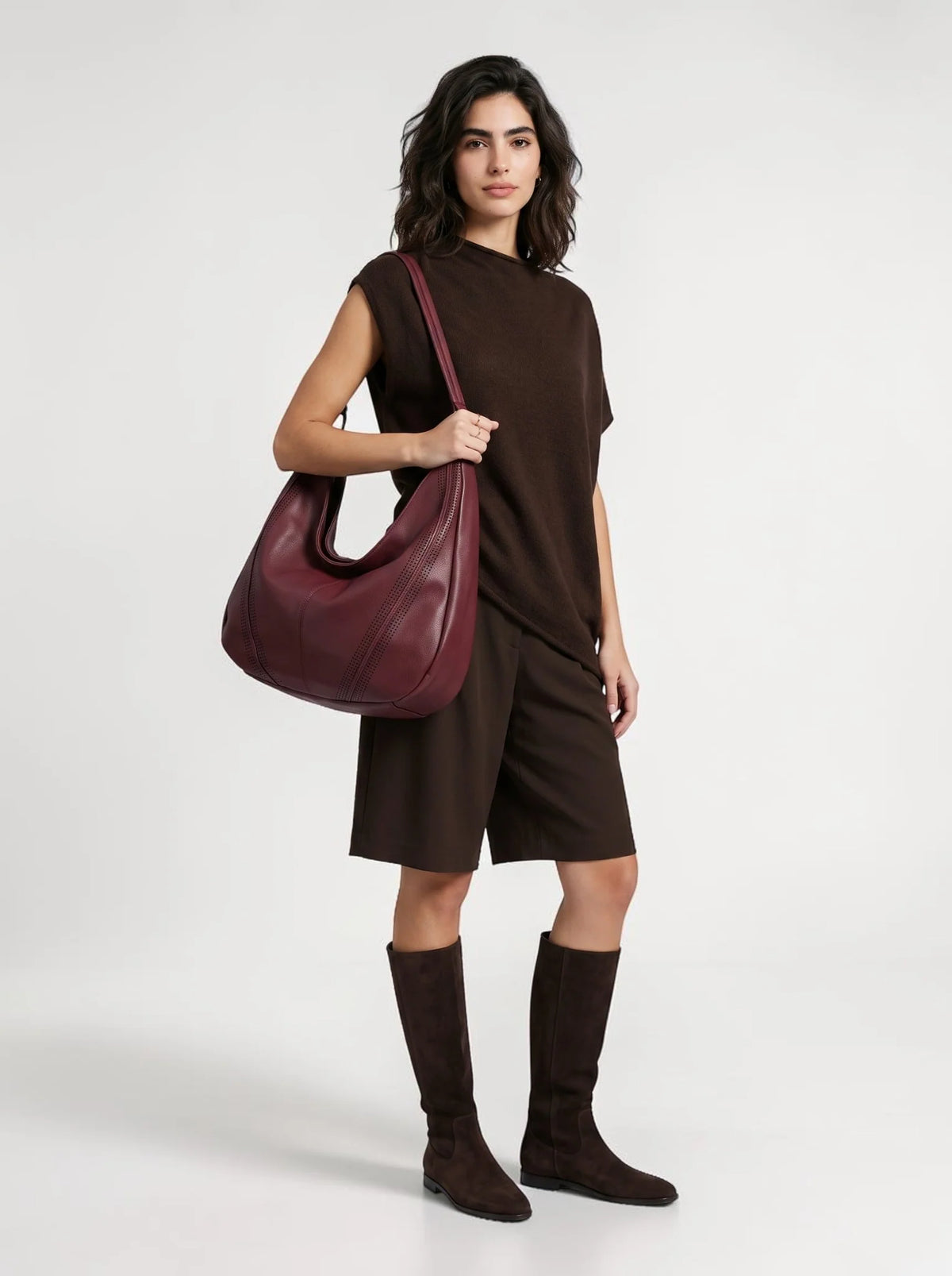 Vivienne Bordeaux Vegan Hobo Bag