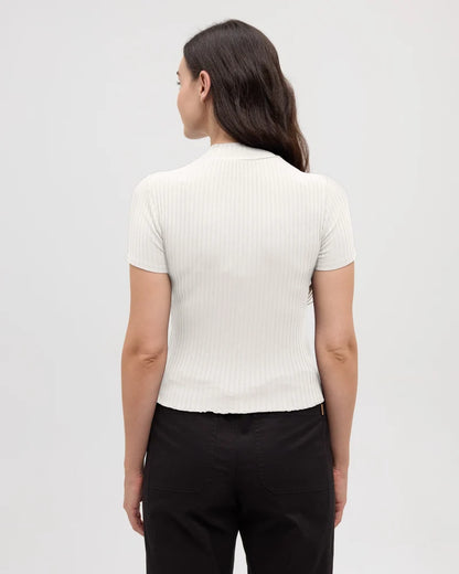 Whitney Mock Neck Tee in White
