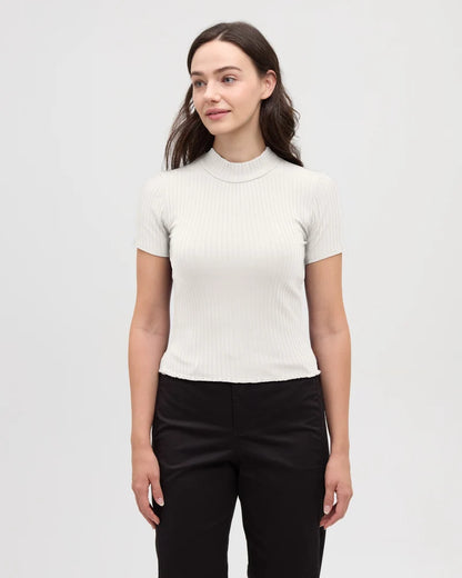 Whitney Mock Neck Tee in White