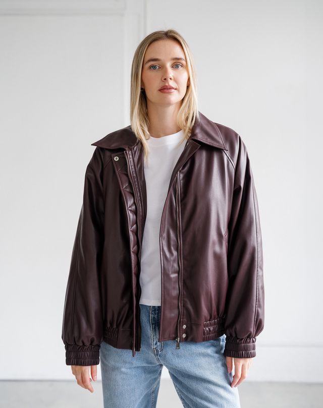 Plum Oversized Bomber Jacket