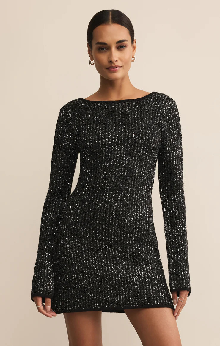 La Marca Sequin Knit Mini Dress