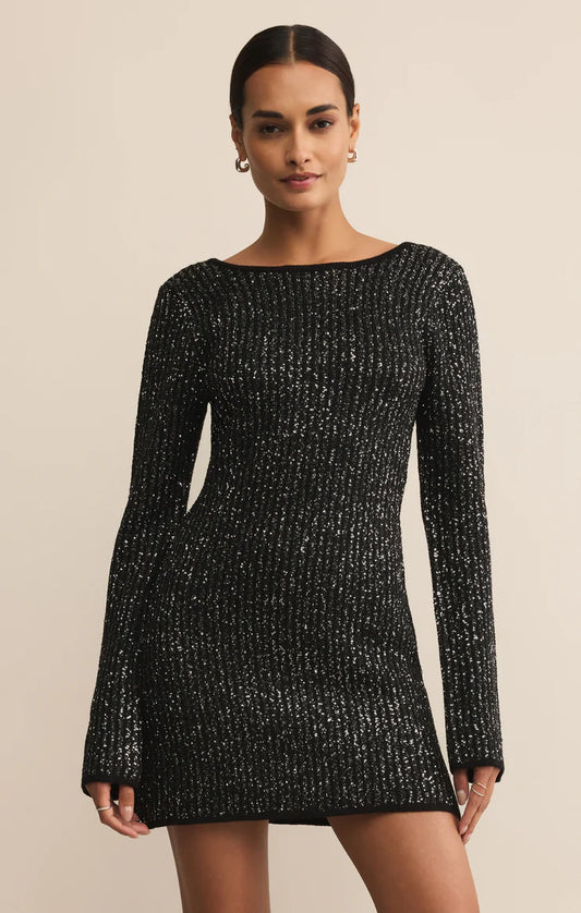 La Marca Sequin Knit Mini Dress