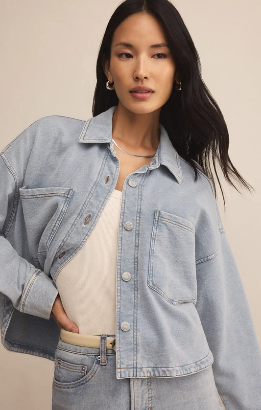 All Day Knit Denim Cropped Jacket