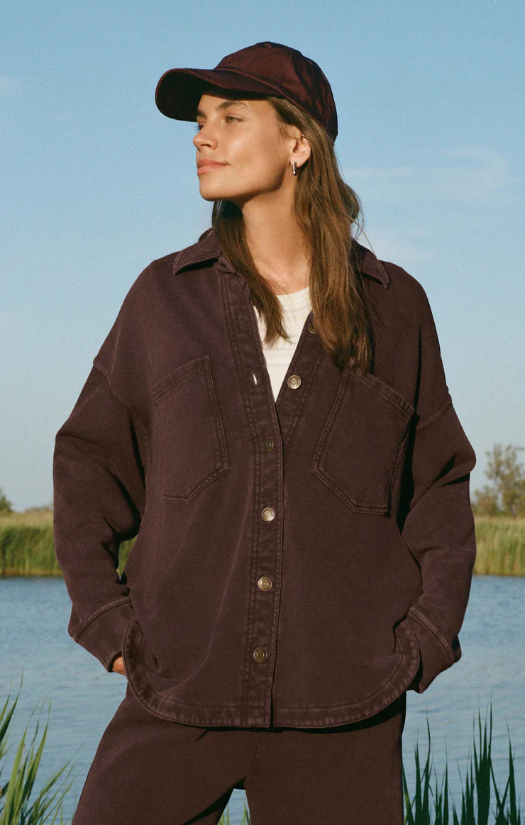 All Day Knit Jacket in Chocolate Cherry