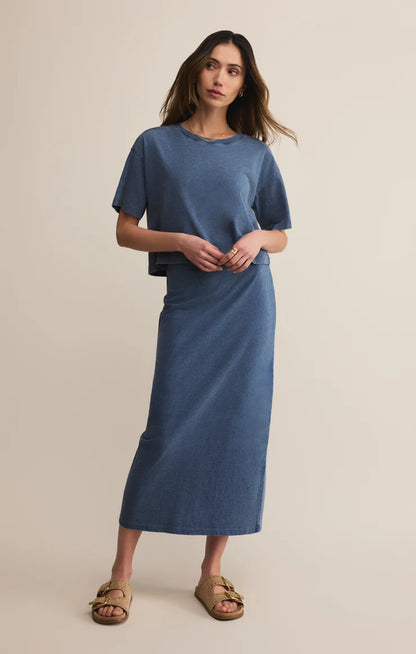 Gail Midi Skirt in Vintage Indigo