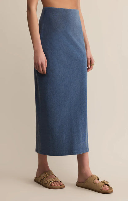 Gail Midi Skirt in Vintage Indigo