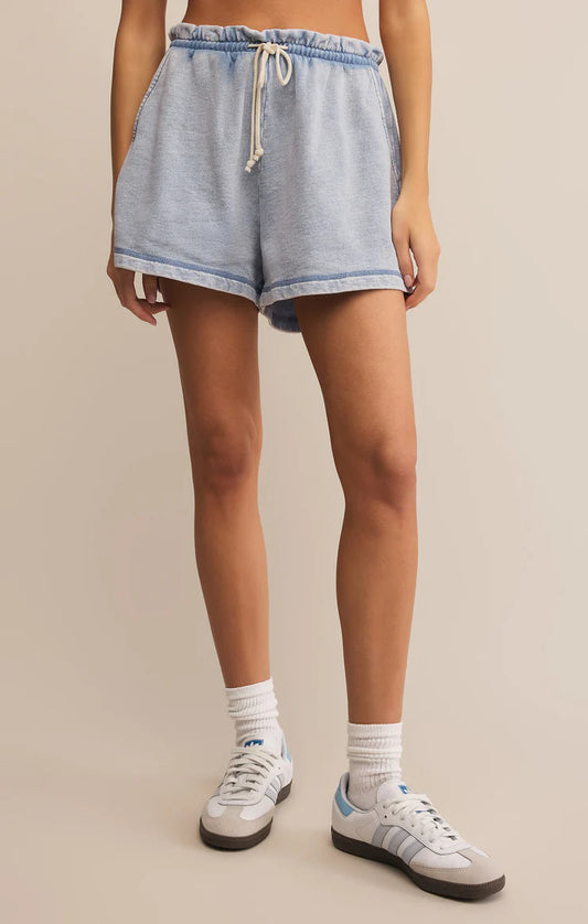Gael Knit Denim Short in Washed Indigo