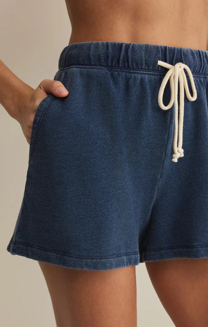 Hunter Knit Denim Shorts in Indigo