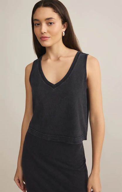 Sloane V-Neck Top in Black