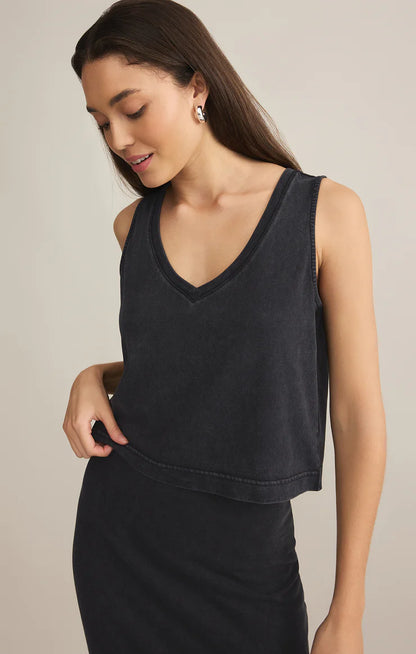 Sloane V-Neck Top in Black