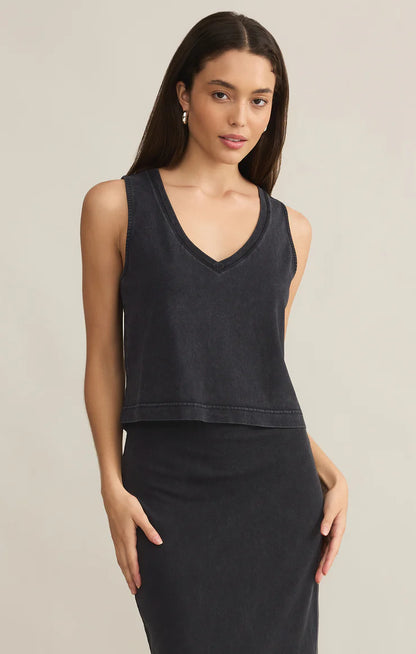 Sloane V-Neck Top in Black