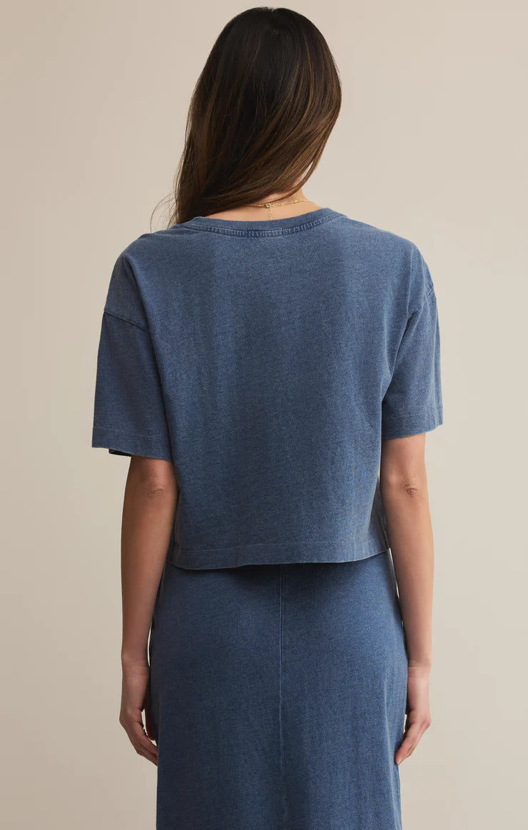 On the Go Jersey Denim Tee in Vintage Indigo