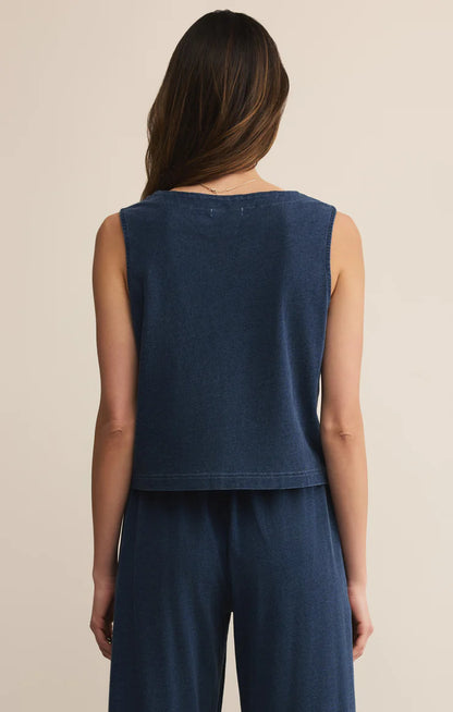 Solace Jersey Denim Top in Indigo