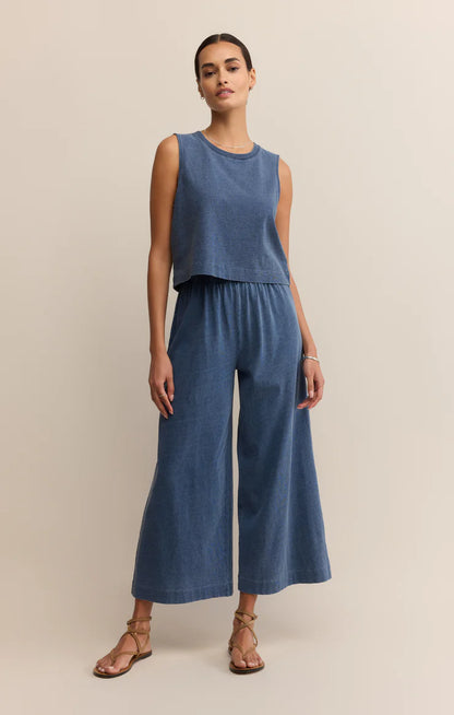 Sloane Jersey Muscle Tank in Vintage Indigo