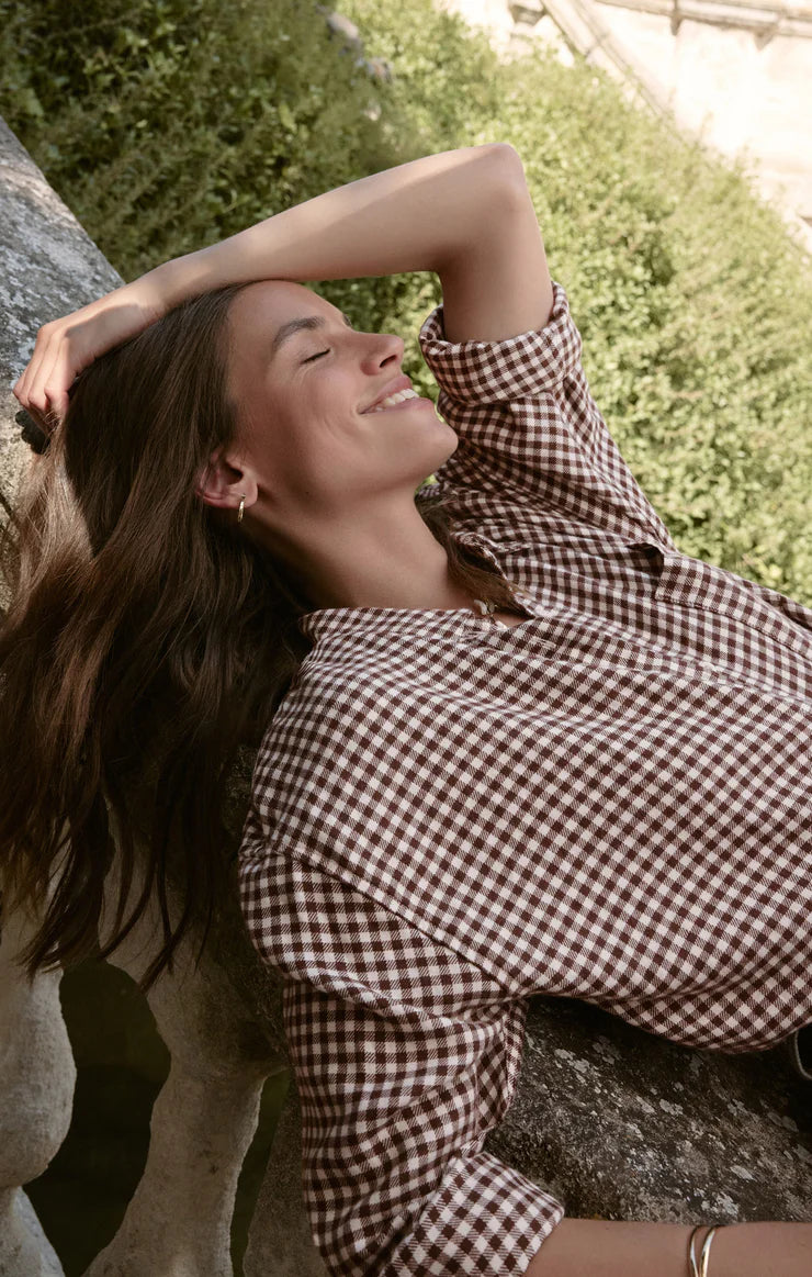 River Plaid Button Up Top