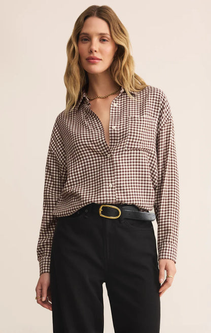 River Plaid Button Up Top