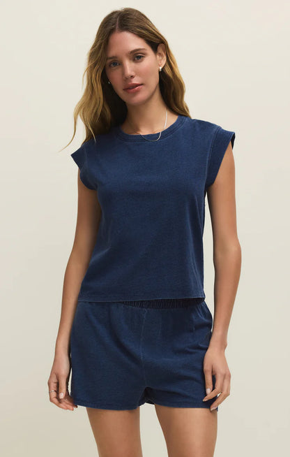 Camino Cotton Jersey Denim Tee in Indigo