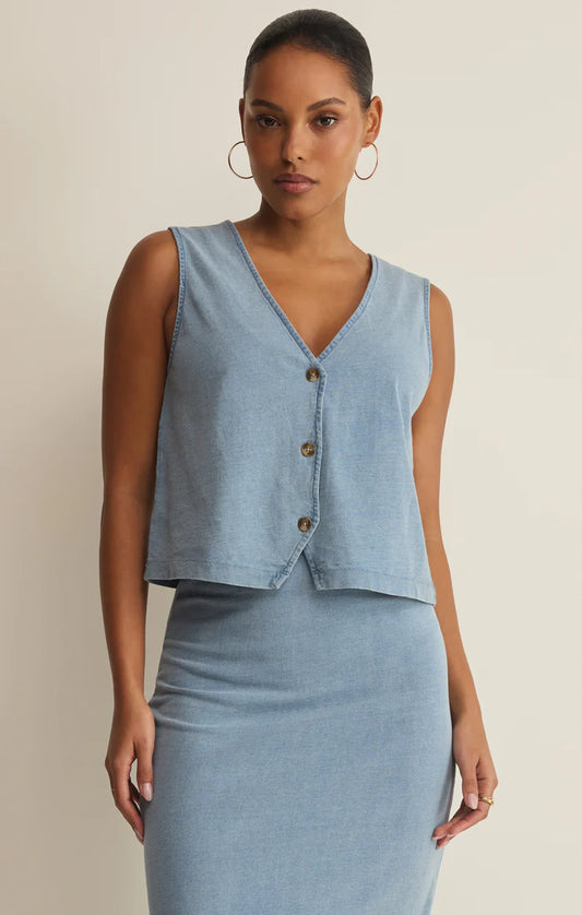 Noelle Tank Top in Ocean Air Indigo