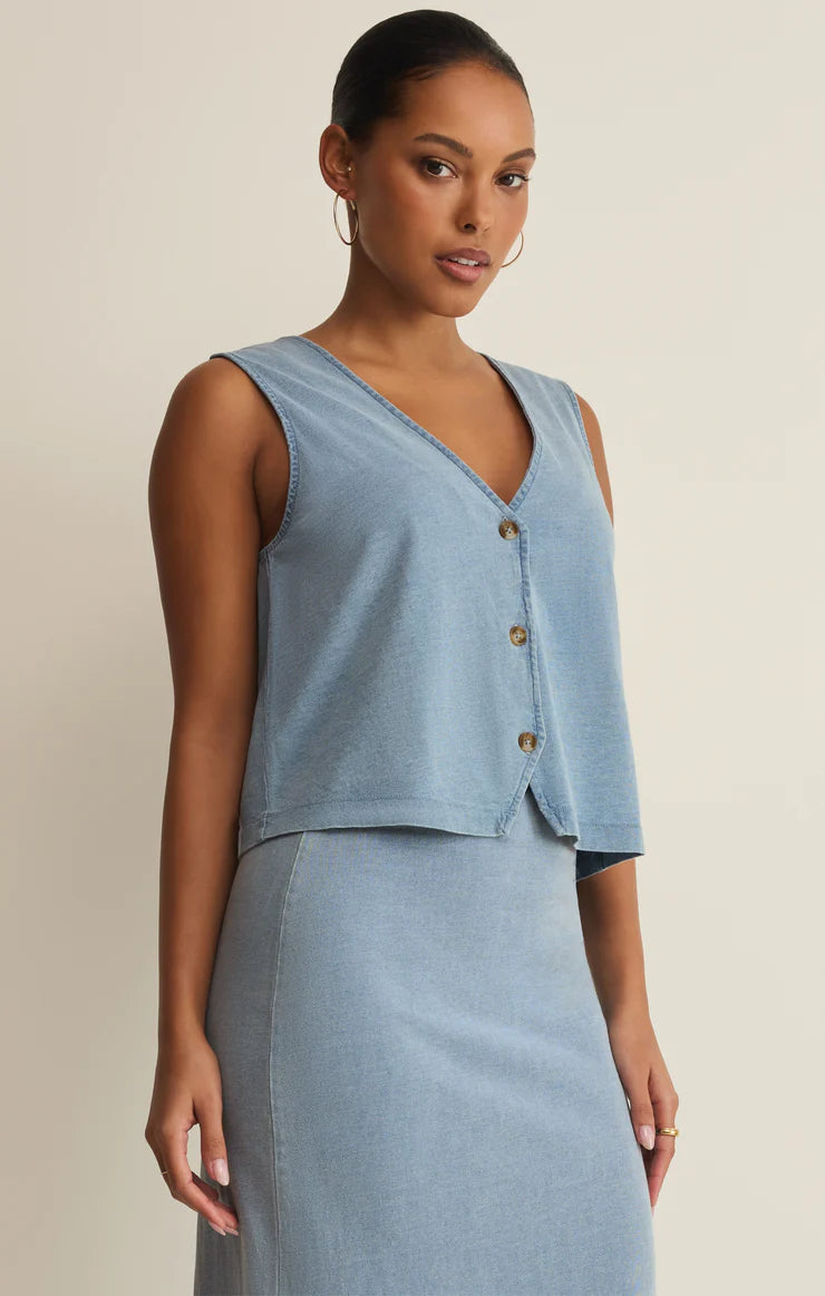Noelle Tank Top in Ocean Air Indigo