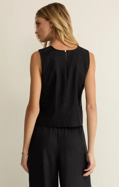 Sloane Linen Top in Black