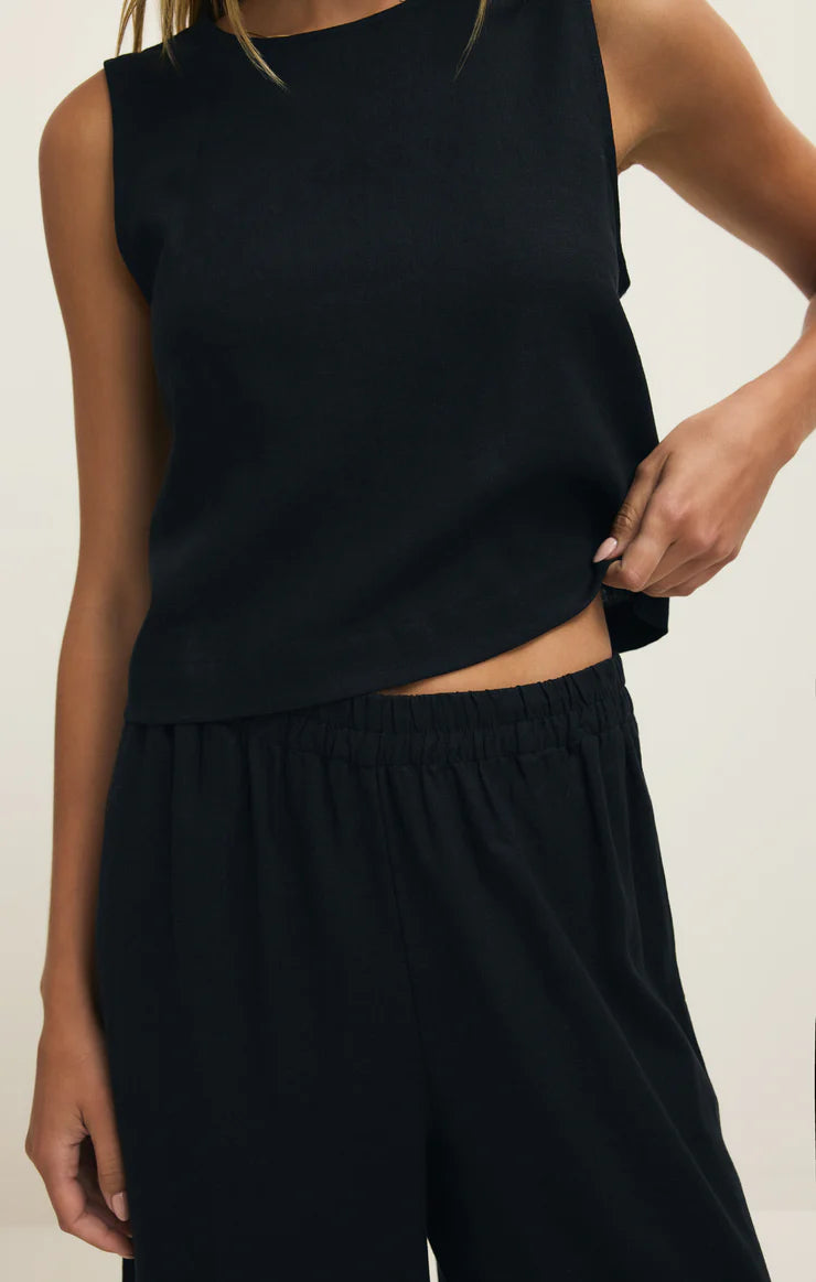 Sloane Linen Top in Black