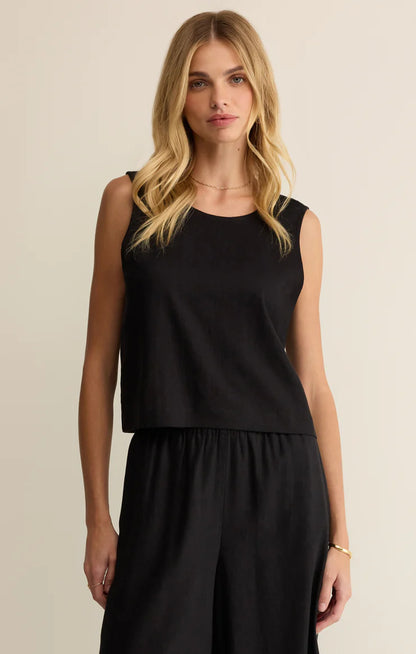 Sloane Linen Top in Black