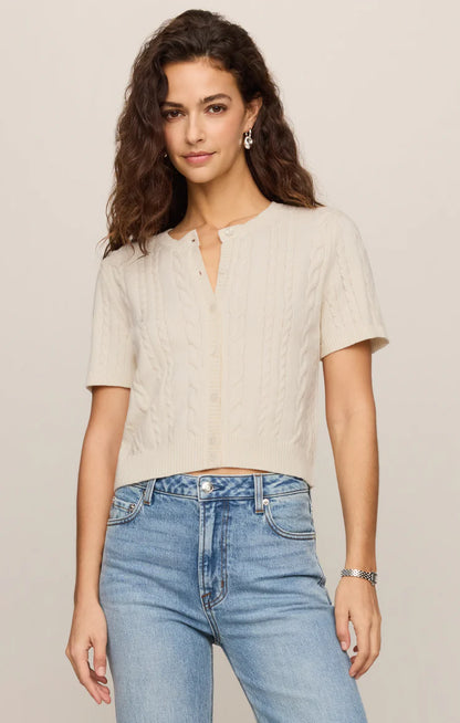 Denman Crochet Polo Sweater