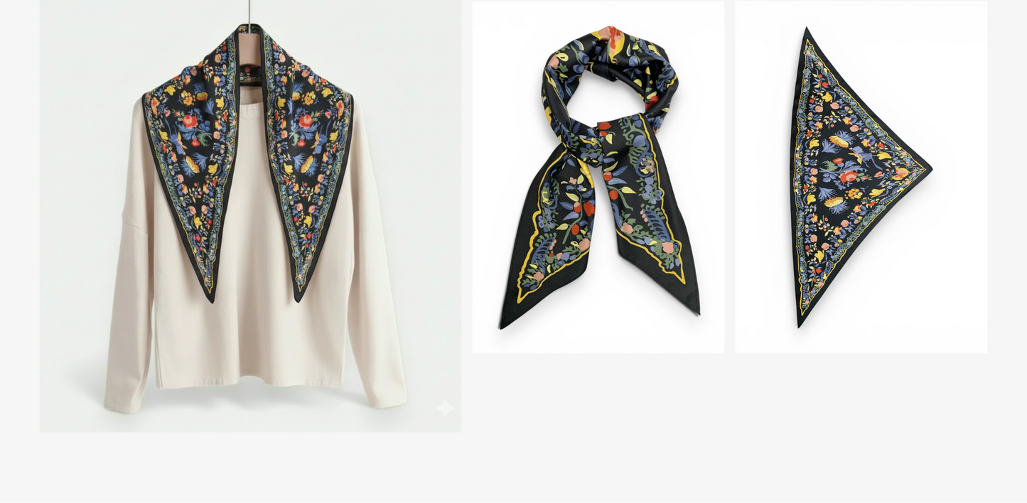 Triangle Silky Flower Scarf