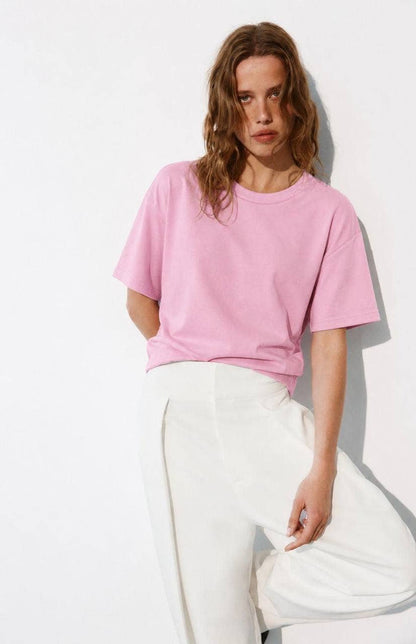Everyday Boxy Crewneck Tee in Pink