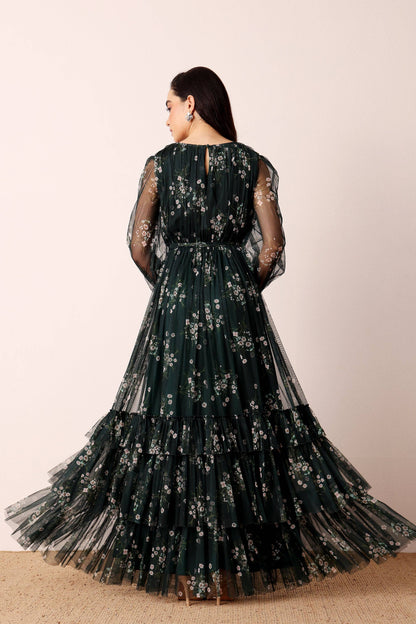 Rebecca Maxi Dress in Emerald Floral
