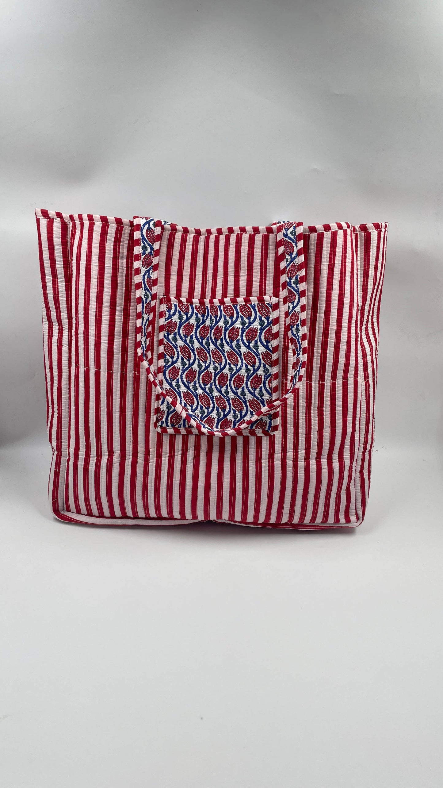 Lotus Cotton Kantha Quilted Boho Reversible Tote Bag