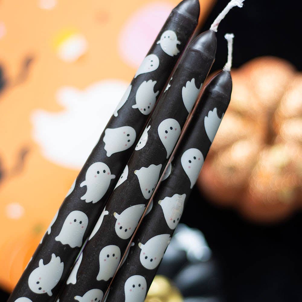 Halloween Ghost Print Taper Candles Set