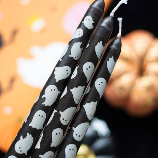 Halloween Ghost Print Taper Candles Set