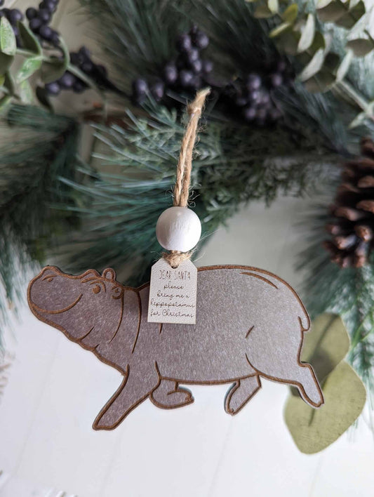 I want a Hippo for Christmas Ornament