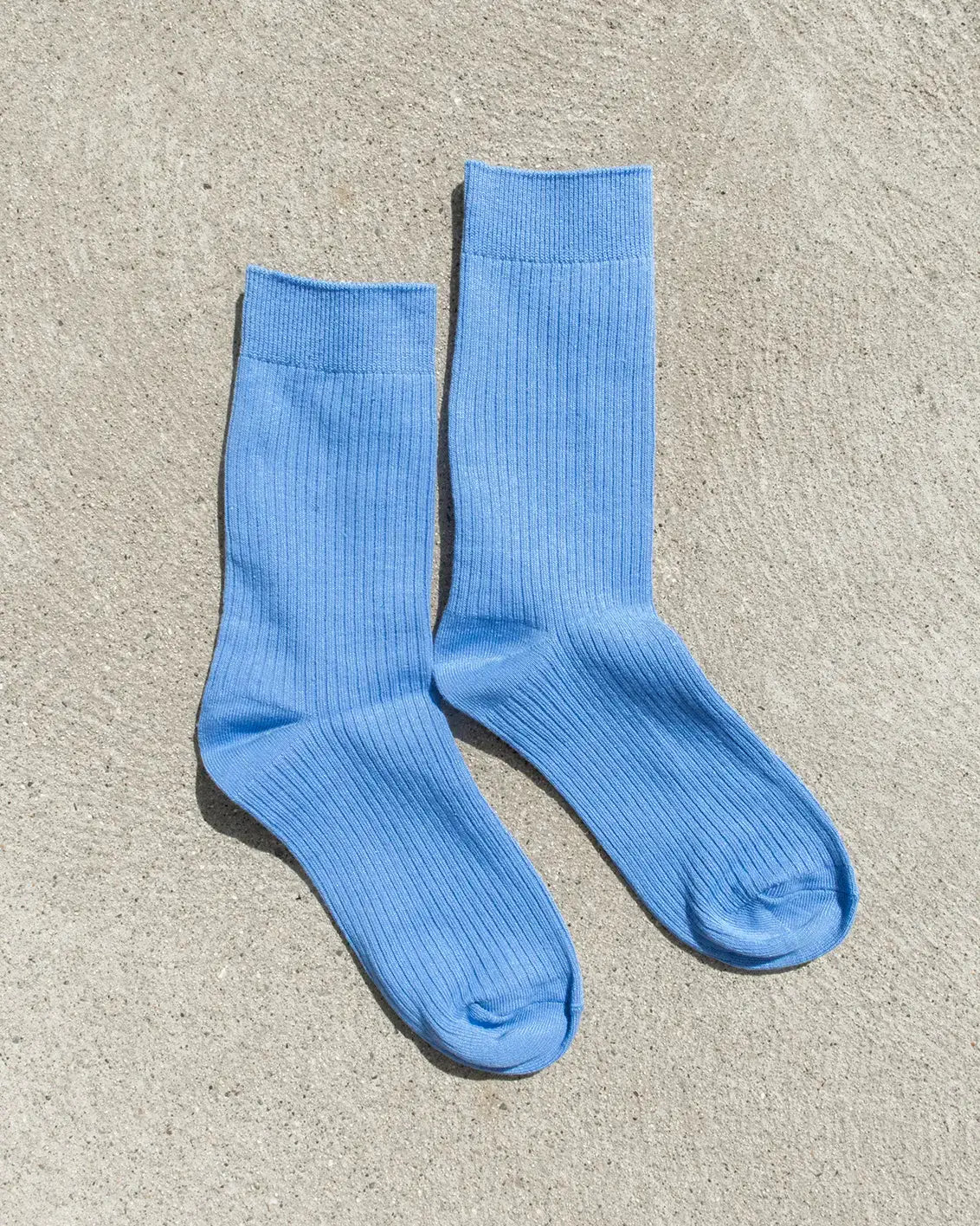 Combed Cotton Ribbed Crew Socks in Poolside