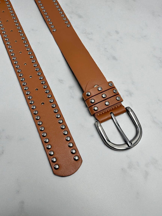 Studded Belt in Camel