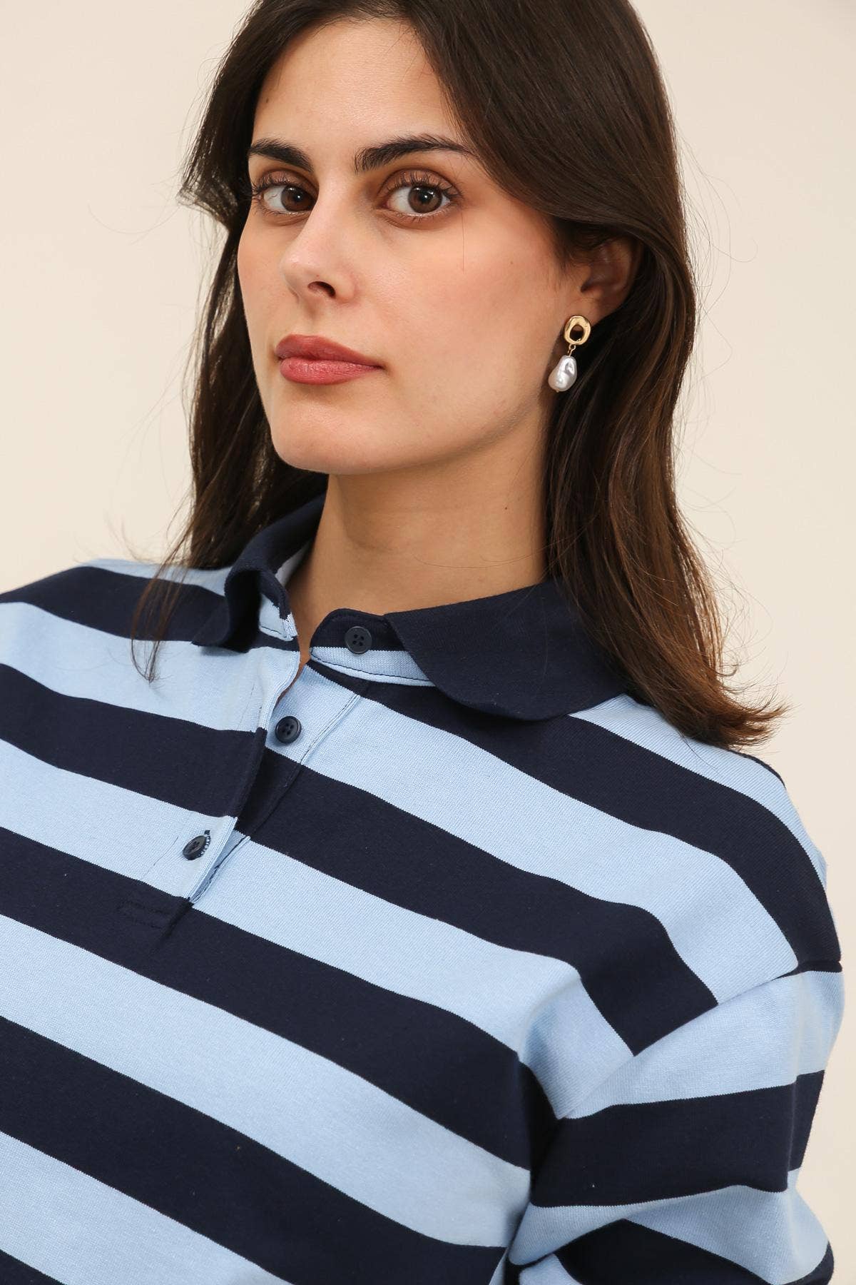 Saturday Striped Polo Sweatshirt