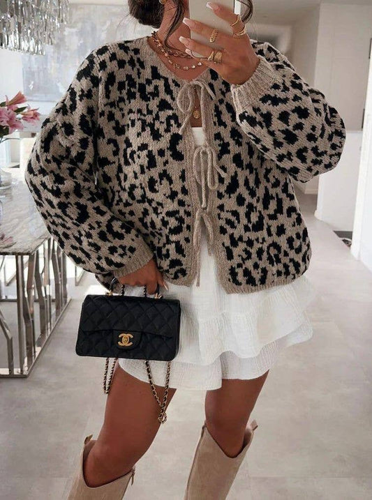 Leopard Tie Cardigan