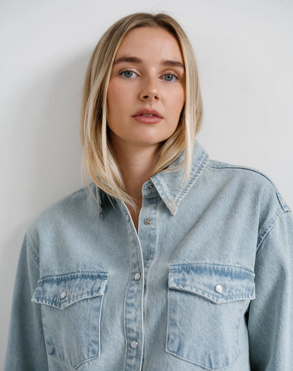 Jolene Denim Shirt in Light Blue Denim