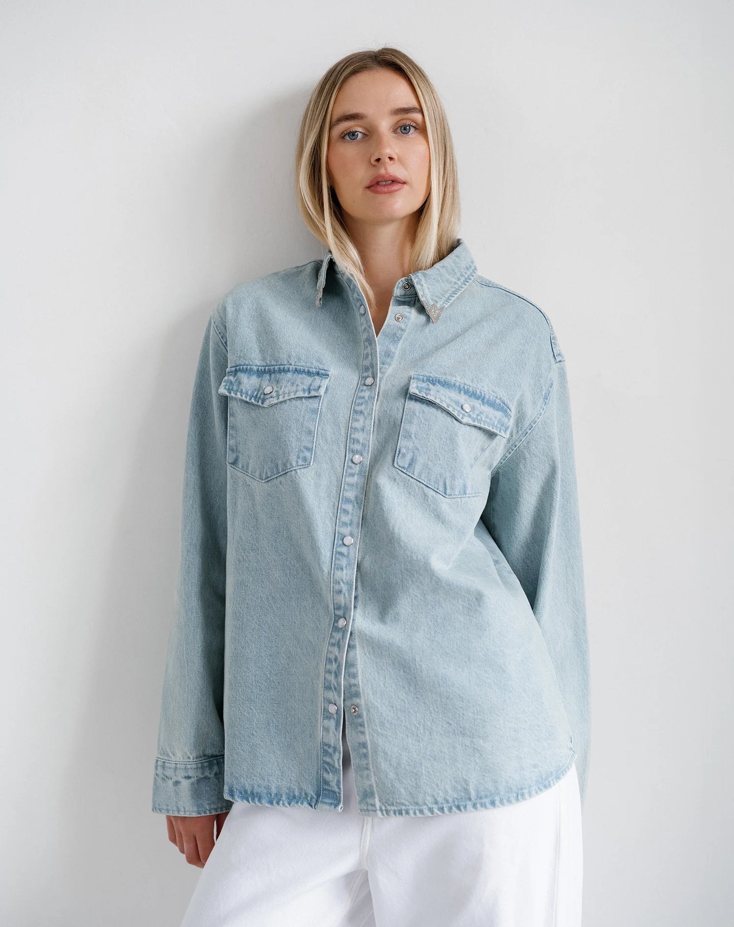 Jolene Denim Shirt in Light Blue Denim