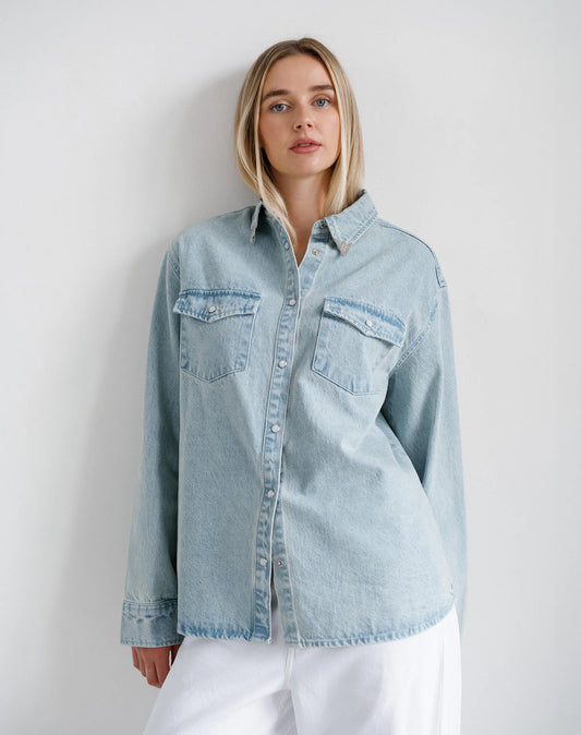 Jolene Denim Shirt in Light Blue Denim