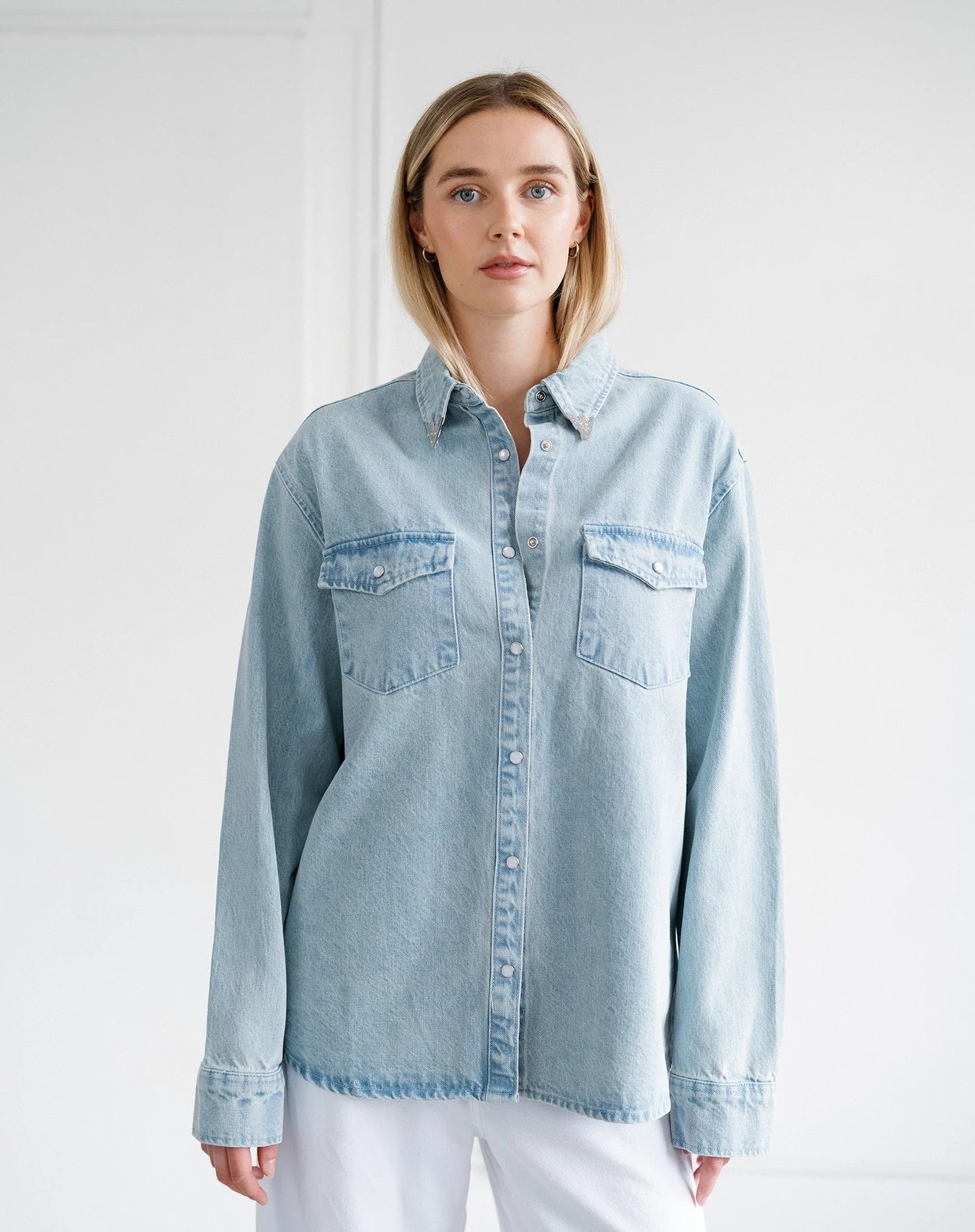 Jolene Denim Shirt in Light Blue Denim