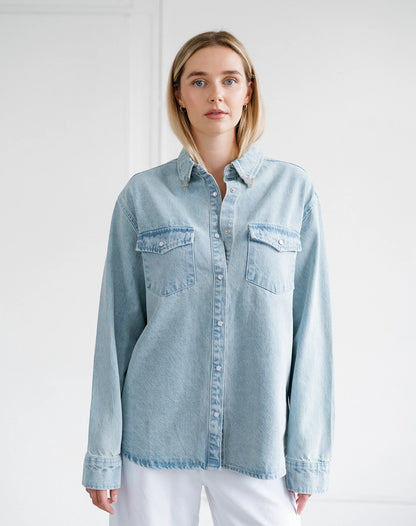 Jolene Denim Shirt in Light Blue Denim
