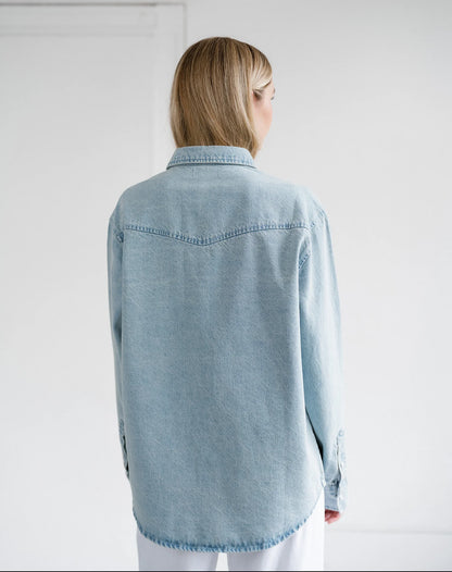 Jolene Denim Shirt in Light Blue Denim