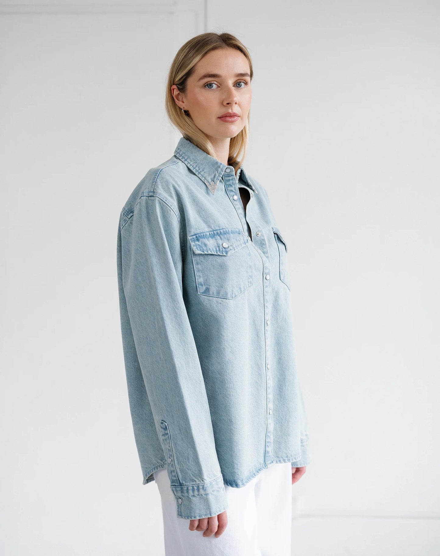 Jolene Denim Shirt in Light Blue Denim