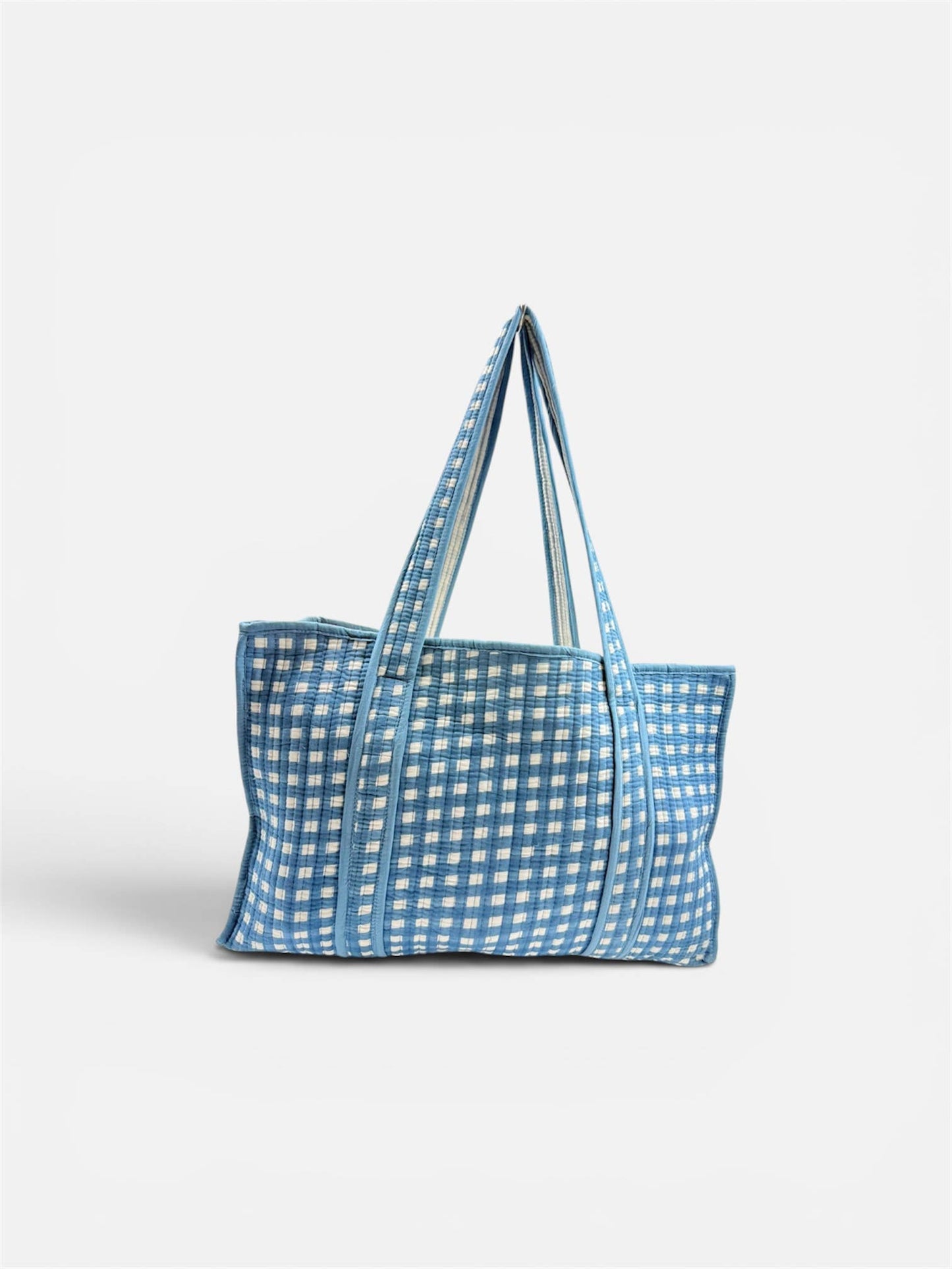 Blue Cotton Kantha Quilted Boho Reversible Small Tote Bag